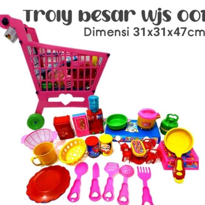 Lansungkirim- Mainan Anak Viral Mainan Anak Perempuan Troli Isi Alat Masak Masakan Mainan Anak Troll