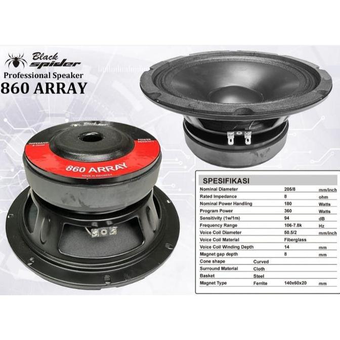 Speaker Midle BLACKSPIDER 8" Type 860 Array Maghnet besar VC 2inch Original