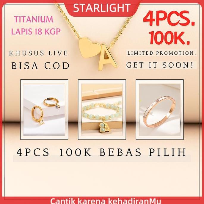 Goldsand- Starlight ( 4Pcs ) Titanium  (Kalung, Gelang Tangan, Bangle, Cincin, Anting , Gelang Kaki)