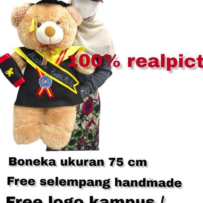 Gas,Cod- Boneka Wisuda 75 Cm Boneka Wisuda Jumbo Selempang Beruang Teddy Bear / Kado Wisuda / Hamper