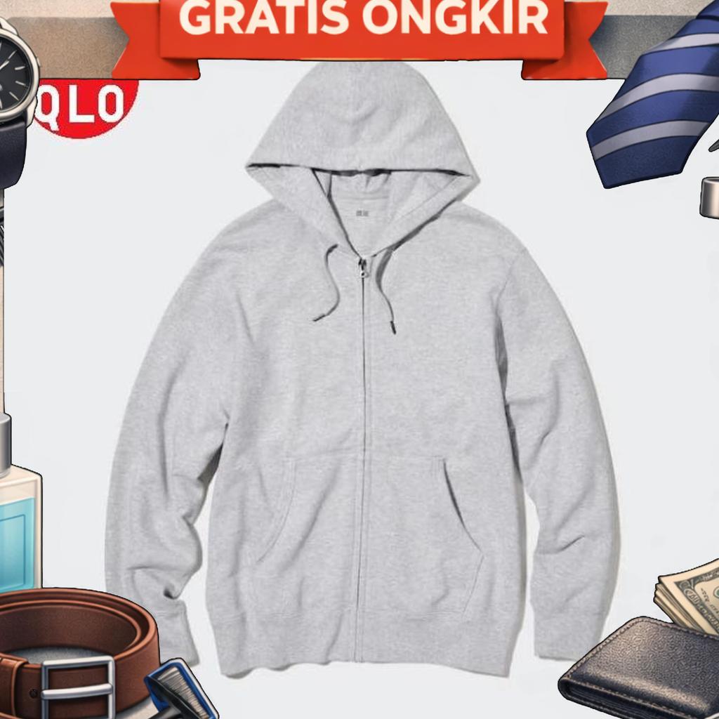 Jaket Sweat Hoodie Ritsleting Zipper Resleting Lengan Panjang Uniqlo Original Jastip Termurah