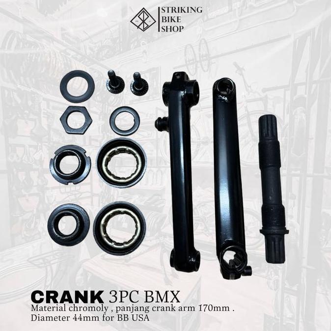 CRANK SET SEPEDA BMX 3PC BOTTOM BRACKET MID DAN BB SPANISH 19MM