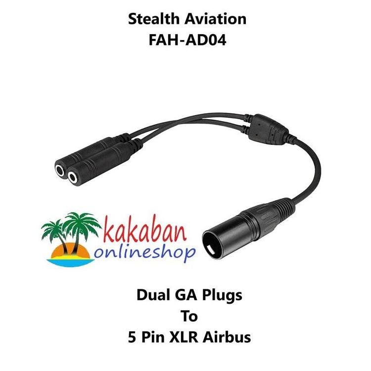Stealth Aviation Headset Adapter - Dual Ga Plugs To 5 Pin Xlr Airbus New Promo