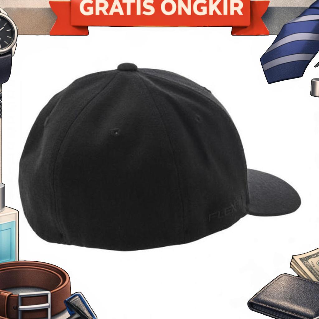 Topi Quiksilver Mountain And Wave Flexfit Baseball Bw Cap Original