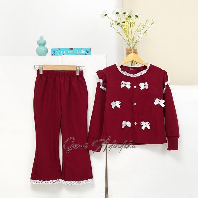 Promo Setelan Cardigan Anak Perempuan Popy Cardigan Anak Perempuan Model Pita Usia 1-11 Tahun Diskon