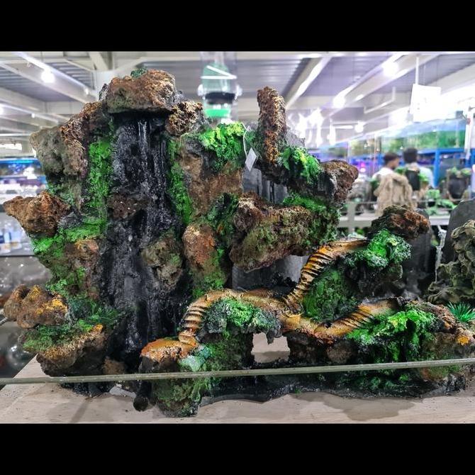 relif relief air terjun 1 lubang aquascape, Tinggi 35cm, Lebar 45cm