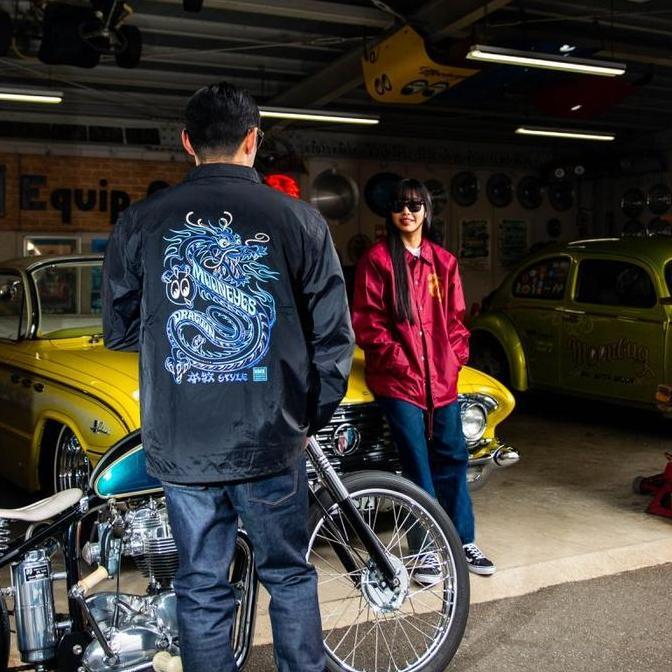 Murah Mooneyes Pinstripe Dragon Coach Jacket