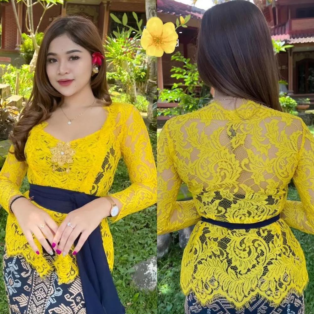 Promo  Kanaya (Kebaya Saja) Atasan Kebaya Bali Jadi Strait Sofia Bahan Brokat Melar Kutubaru Lengan 