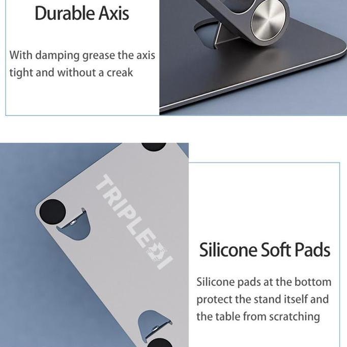 Murah Tripledi Laptop Stand 17.3 Inch Aluminium Alloy Td303 Holder Penyangga Adjustable Dudukan Meja