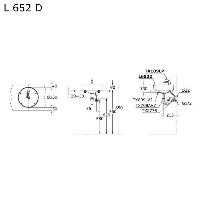 Wastafel meja TOTO L652D (Varian) /Wastafel TOTO L652D (Ojek instan)