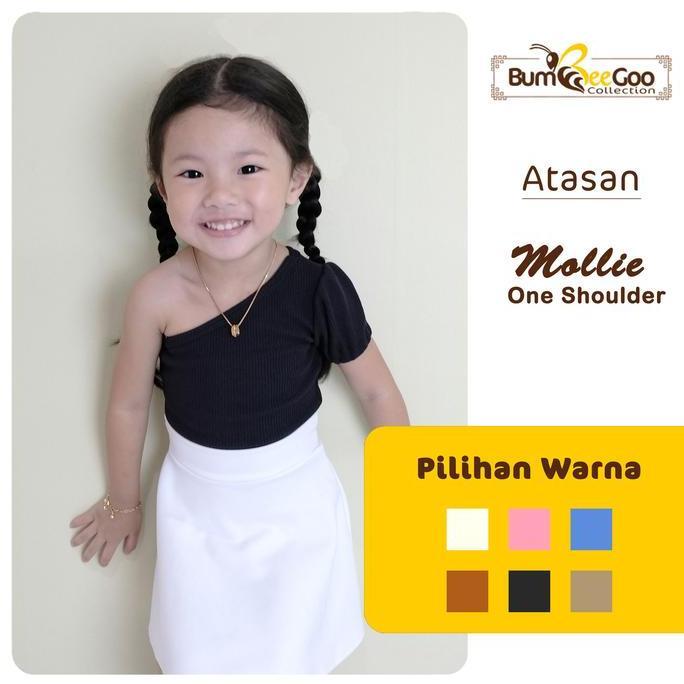 DY79 - Mollie Top One Shoulder Semi Crop Top / Atasan Anak Perempuan Waffle Premium Fashion