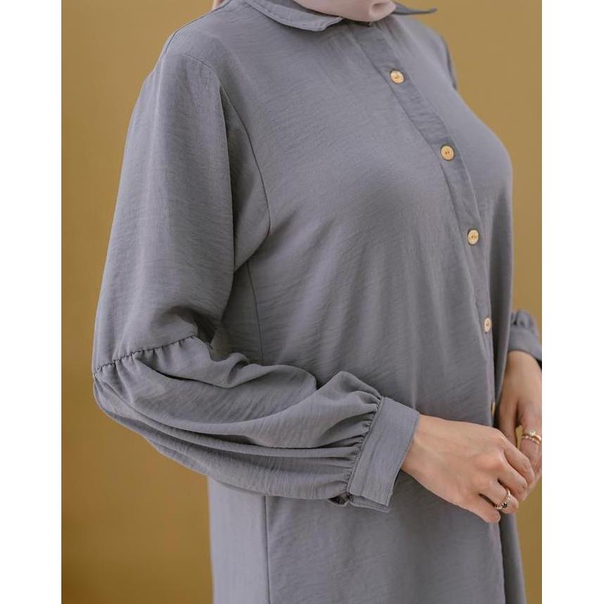 Thebest- Maula Hijab Tunik Crinkle Lengan Balon Terbaru