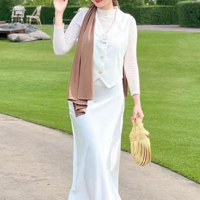 Korean Satin Skirt / Maxi Satin High Waist Skirt / Rok Panjang Satin /Rok Satin Silk Skirt Wanita Ca