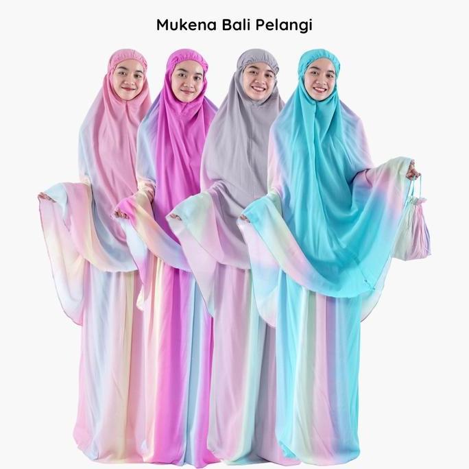 Mukena Bali Pelangi / Mukena Jumbo Motif Pelangi / Mukena Tye Dye Rayon Muslim Dewasa