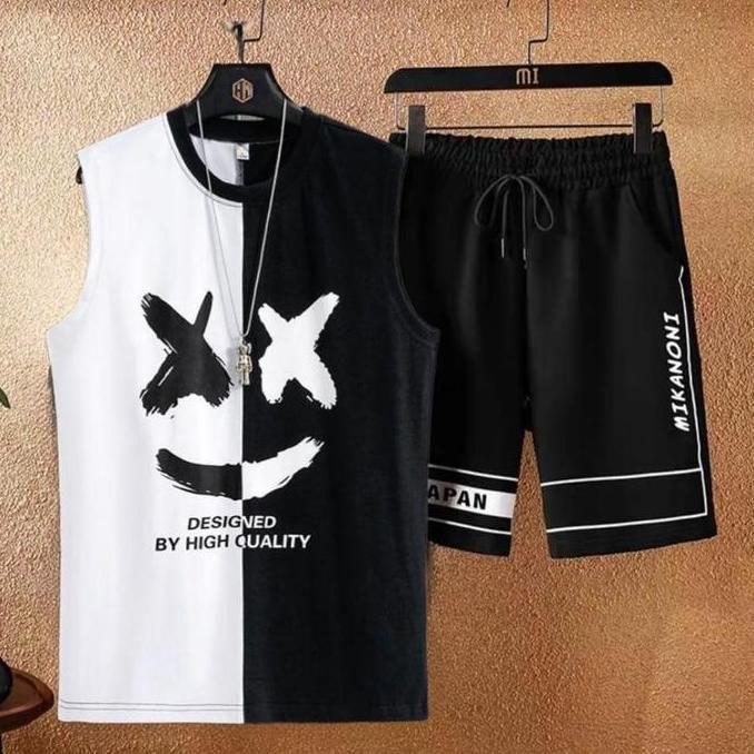 Moumentix- Setelan Mello Singlet Dan Celana Satu Set Cocok Untuk Olahraga Sport