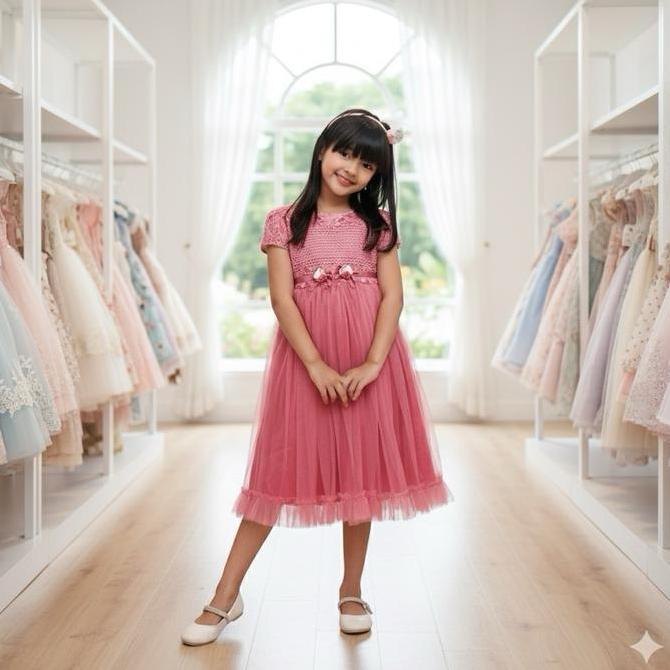 DV208 >> Baju pesta anak / Gaun pesta anak / Dress anak perempuan Fashion 5-6 tahun warna hijau baju