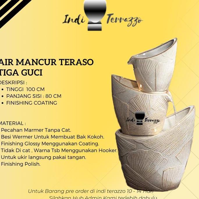 Terlaris Indi Terazzo Air Mancur Tiga Guci Teraso Marmer Minimalis