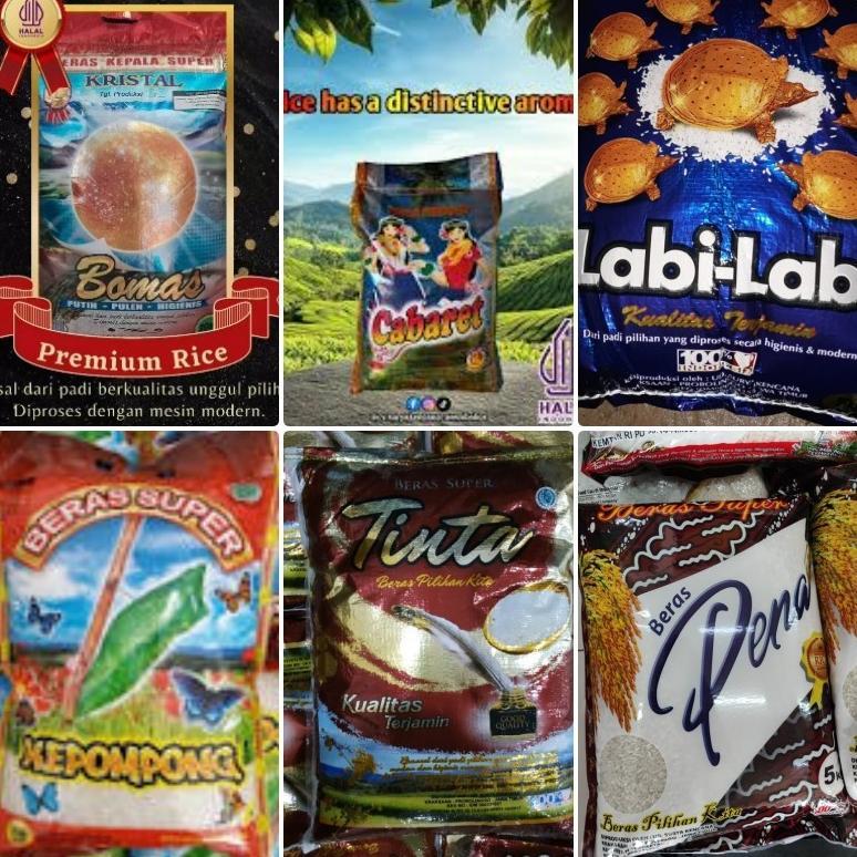 Beras Super / Premium / Pecah KEPOMPONG TINTA PENA CABARET LABI LABI BOLA MAS BOLAMAS PENARI 5 kg 10