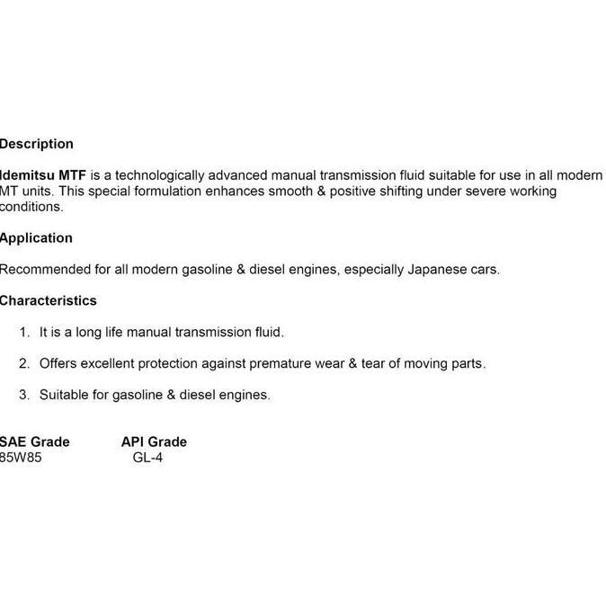 Olinol- Oli Mtf Idemitsu Transmisi Manual