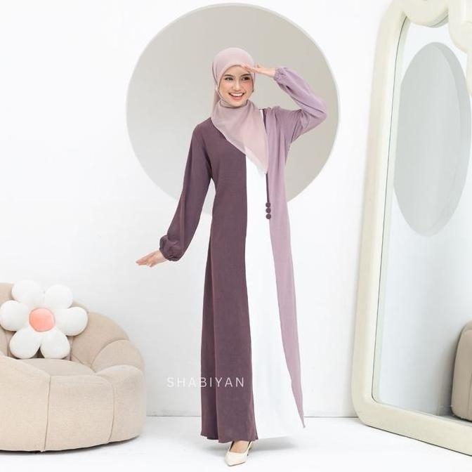 Shabiyan 618 Gamis Kombinasi Warna | Remaja & Dewasa | Simple Elegan