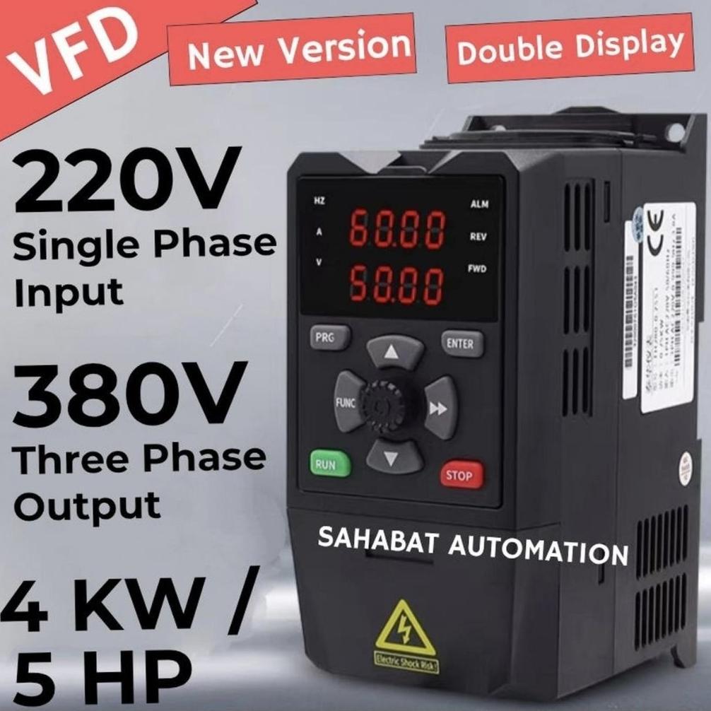 Inverter Motor 1 Phase 220V ke 3 Phase 380V 4KW 4 KW 5.5HP 5.5 HP Input 1 Phase 220V Output 3 Phase 