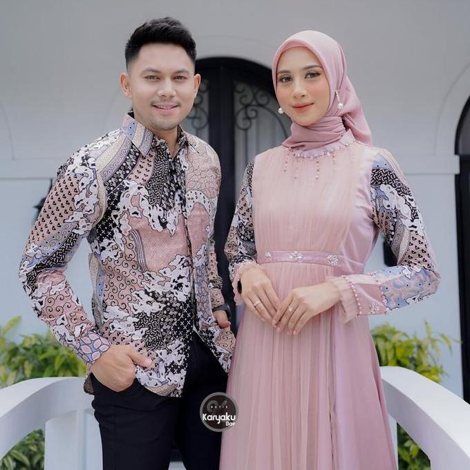 COUPLE GAMIS BATIK MODERN GAMIS PREMIUM COUPLE GAMIS BATIK KONDANGAN KEMEJA BATIK KATUN