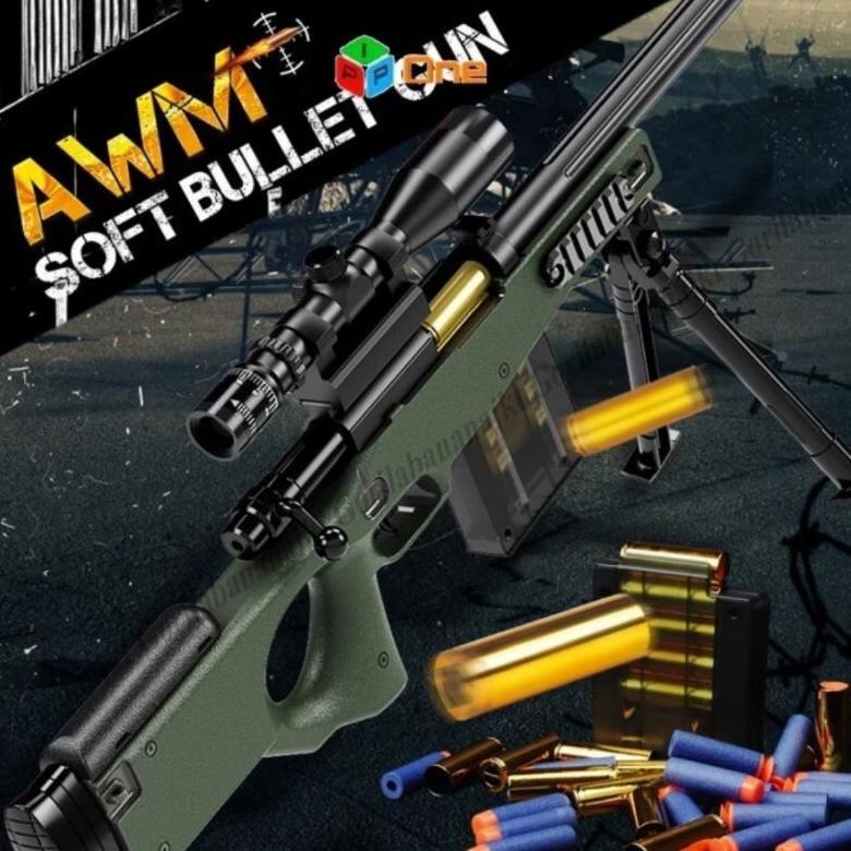 READY Mainan Tembak Tembakan AWM Besar Pluru Busa Nerf Bisa Keluar Slongsong Anak Laki