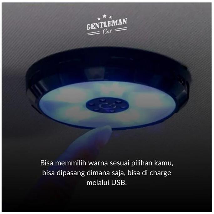 Bycle- Car Led 3 Color Portable Lampu Baca Magnet Interior Usb Plafon Atap Mobil