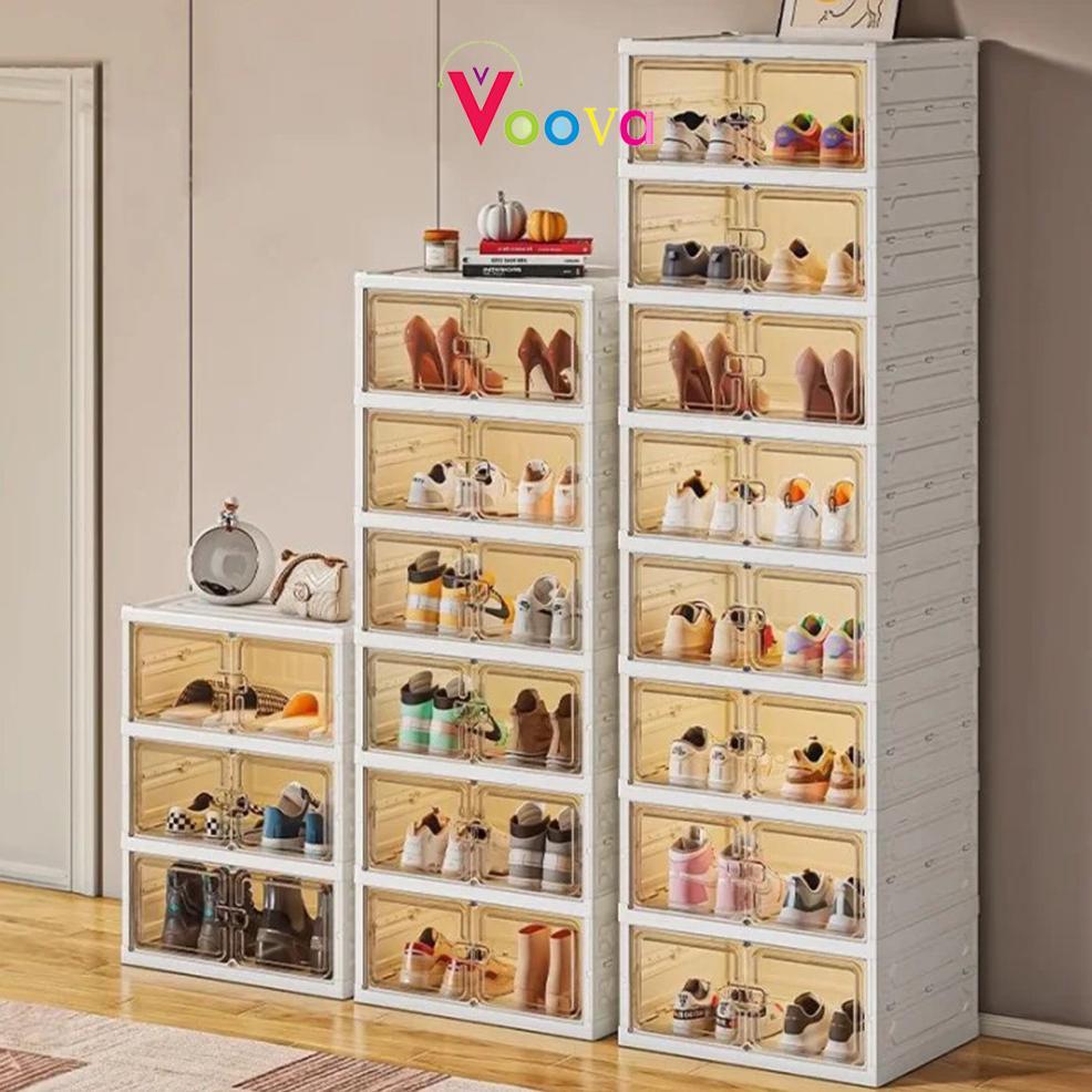 READY VOOVA Lemari Sepatu Lipat/ Rak Sepatu Lipat/ Kabinet Sepatu Anti Debu/ Rak Sepatu Boots Tas Le