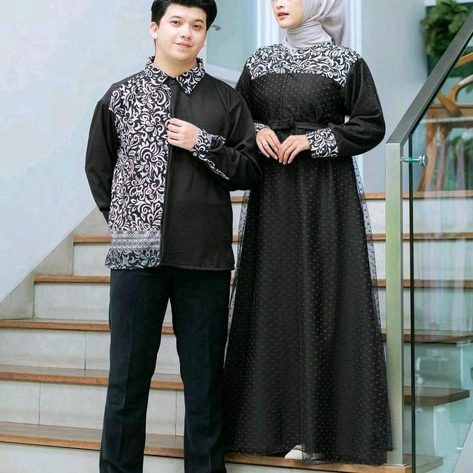 HC REALPIC CAUPLE PASANGAN FAIZAL BATIK MS FASHION KEMEJA DAN GAMIS MAKY BUSUI BAHAN SHAKILA