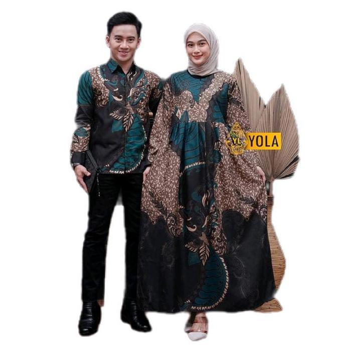 coupel gamis batik polimikro motif sangkuriang merah Muslim Wanita Panjang Kombinasi Pesta