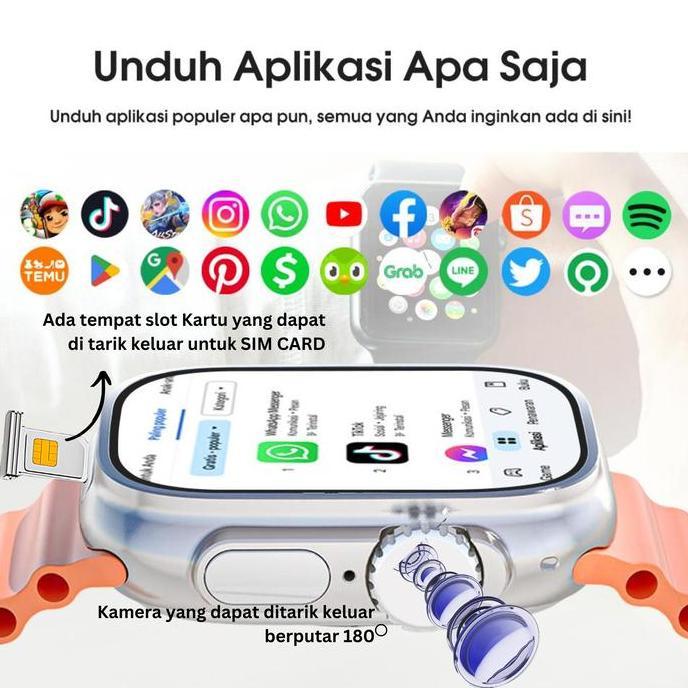 Smartwatch Jam Tangan Pintar Android 5G 8/128Gb Kamera Putar 5 Mp - Sim Card Wifi Hotspot Menelepon 