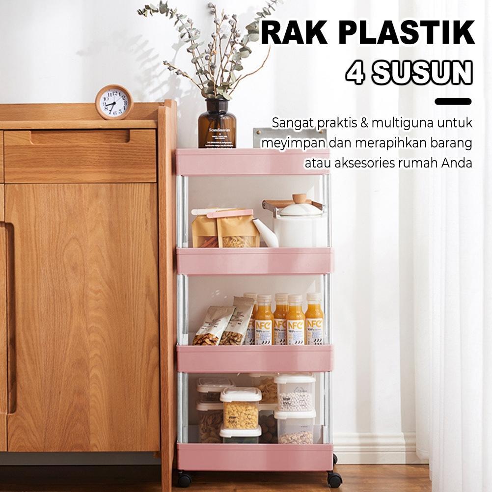 Rak Makeup/ Rak Dorong/Rak Plastik 3 & 4 Susun Susun Serbaguna/ Rak Toilet/ Rak Dapur/ Rak Salon Tin