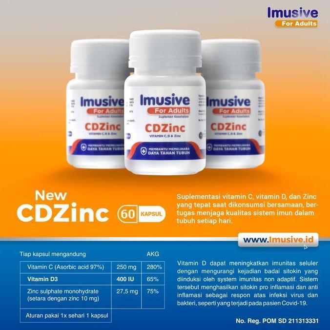 Multivitamin Imusive CDZinc Vit C, D3 dan Zinc untuk imunitas tubuh