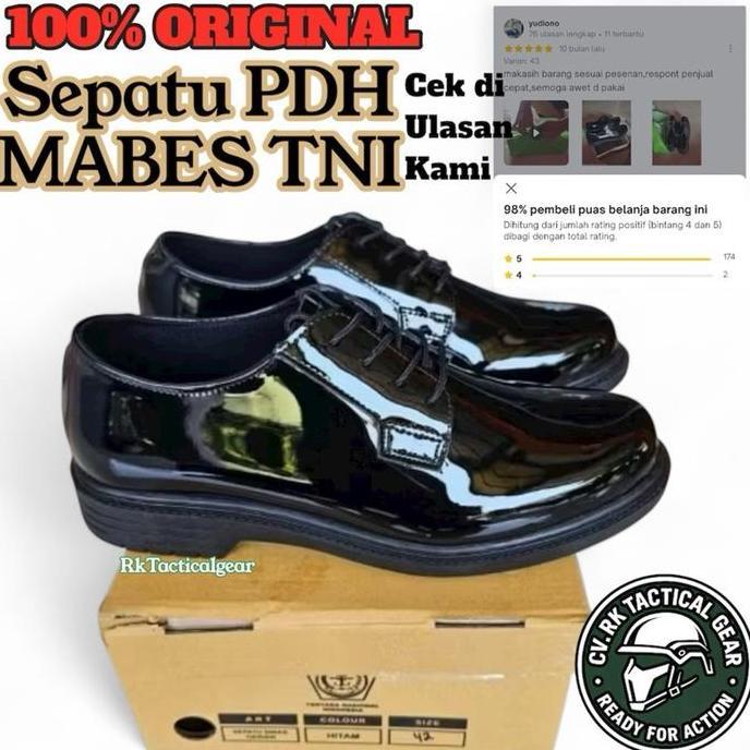 NEW (ORIGINAL) SEPATU PDH MABES TNI - SEPATU PDH BAHAN KULIT ASLI UNTUK TNI AD, AL, AU - SEPATU PDH 