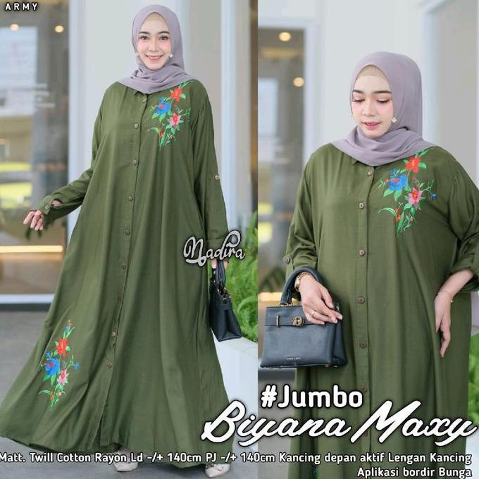 Thebest- NIZA MAXY LD 140 DRESS JUMBO RAYON BORDIR GAMIS LD 140 BIYANA JUMBO SANIA JUMBO RAYON BORDI