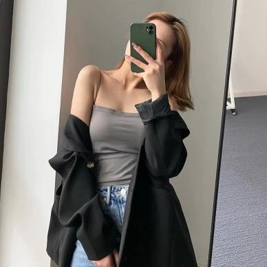 Limited Atasan Wanita Croptop Kemben Tanktop Crop Daleman Tali Tipis Spaghetti Street Gaya Korean St