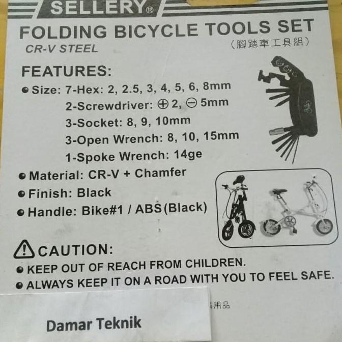 Kunci Sepeda Tools Set Sepeda Sellery Usa Folding Bicycle Tools Set