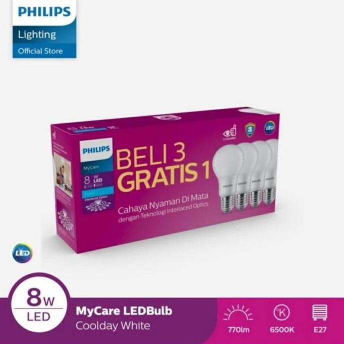 Bestone- Lampu Led Philips 8w Putih Paket isi 4 Philips 8 watt