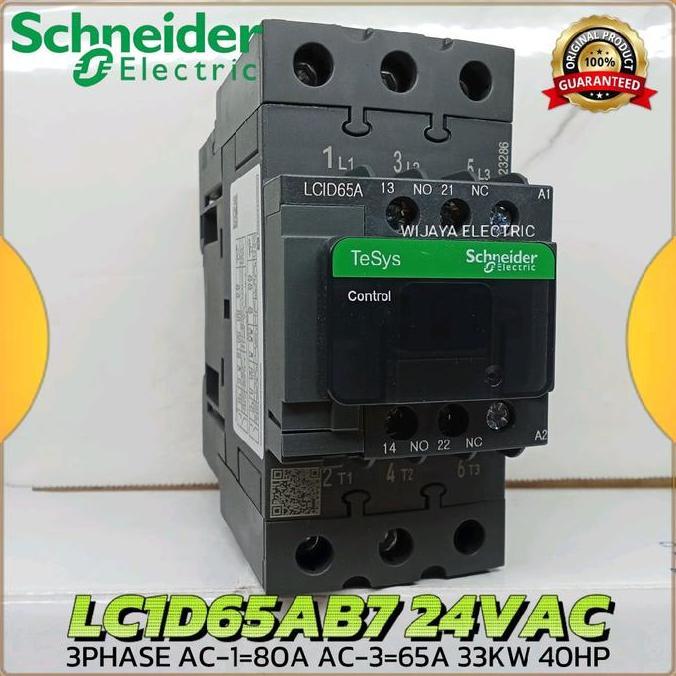 Kontaktor contactor Schneider lc1d65ab7 24vac 65a 3p lc1d65a b7 24v