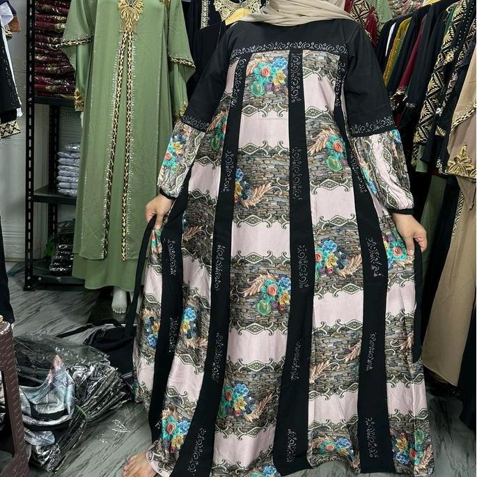 Abaya premium gamis nikmah silk jet black terbaru co saat live Mewah Motif Muslim Kombinasi