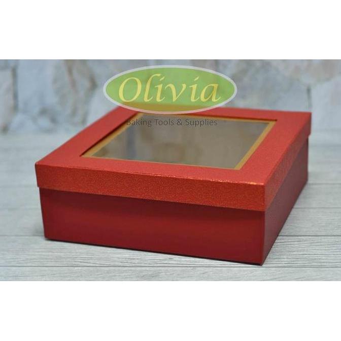 Starsix- Box Mika Kue Lapis/Box Mika Makanan/Kemasan Mika/Mika Marble Merah