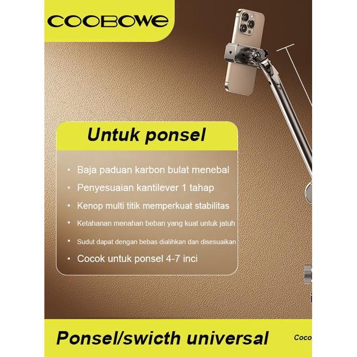 COOBOWE Multi-Function Metal Arm Tripod lazypod Phone Holder Handphone Bracket 360 Degree Rotable St