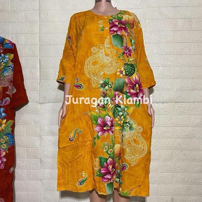 Terpopuler- Daster 19 Lengan 3/4 Ld 120 Kencana Ungu Asli Label Biru || Daster Bumil Bunga Batik Dre