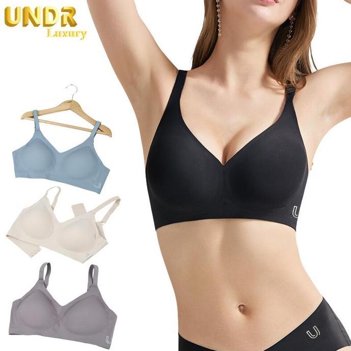 UNDR Seamless Women Bra Lux. Semi Push Up Full Cup Latex Wireless Tanpa Kawat BH Wanita Big Size M -