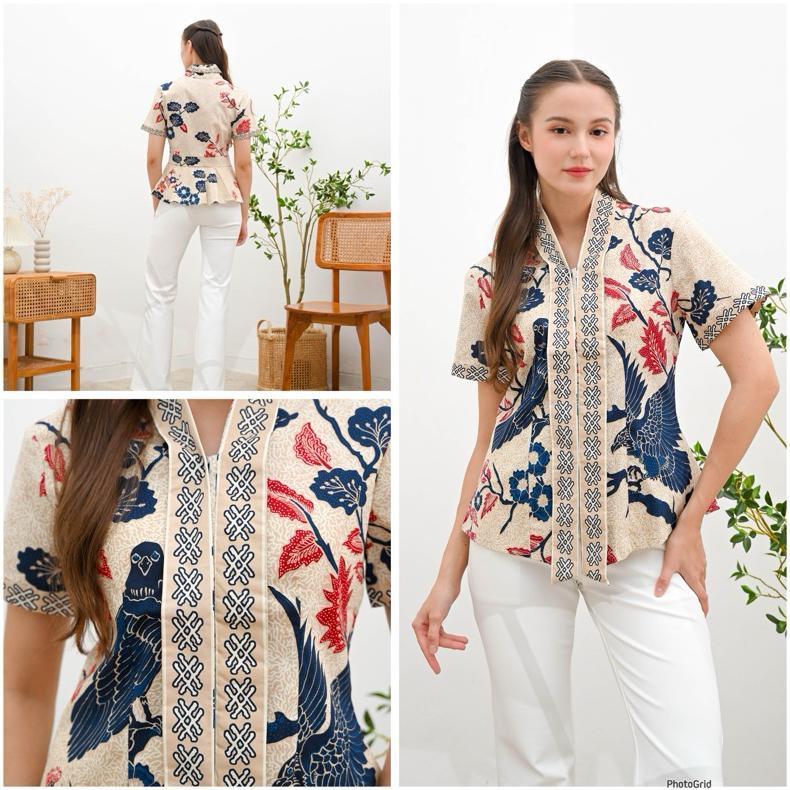 DISKON BAJU BATIK WANITA / ATASAN BATIK CEWEK / SERAGAM BATIK KANTOR / BLOUSE KATUN BATIK MODERN 292