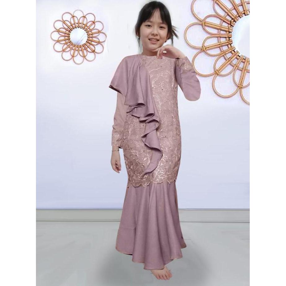 Colkid- Gamis Duyung  Anak Perempuan/Couple/Size/Xs/S/M/L/Xl/ Dress Brukat Moscrepe Premium/Gamis An