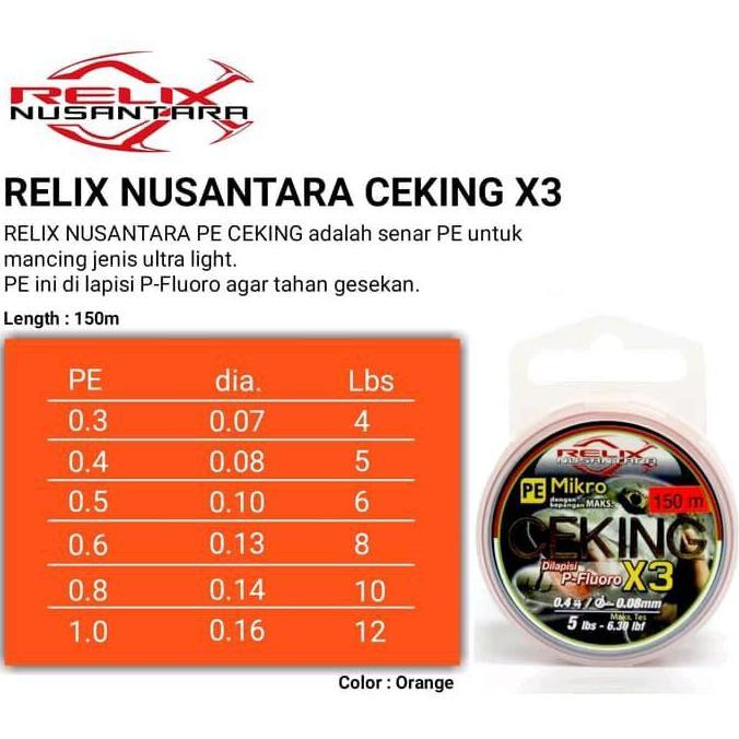 Senar Pe Relix Ceking 150/200M Senar Ultraligh