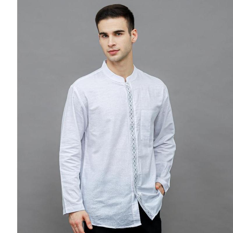 BELI LOA STUDIOS - Baju Koko Kemeja Pria Bordir Lengan Panjang Putih - Dalil BELI