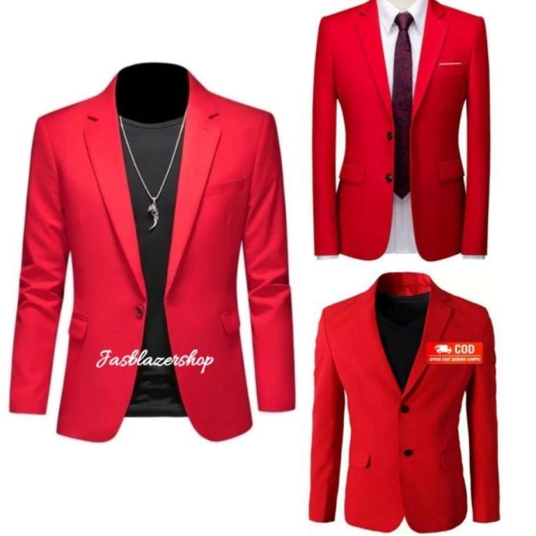 BESTPROMO JAS PRIA MERAH CABE JAS FORMAL MERAH JAS BLAZER MERAH
